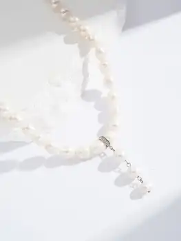 Ожерелье из натурального пресноводного жемчуга из стерлингового серебра 925 пробы для женщин, Простой Элегантный Ювелирный подарок