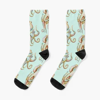 ПОЛЯ - осьминог с топором (на воде), мужские носки, забавные носки, мужские носки, мужские носки, мужские носки