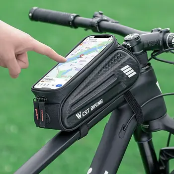 Передняя верхняя сумка для велосипеда, сумка для телефона, сумка на руль, сумка для велосипедной рамы, сумка для мобильного телефона, велосипедные сумки, чехол для экрана телефона