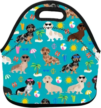 Пляжная Дневная собака-такса, изолированная Неопреновая сумка для ланча, Термосумка, Ланч-бокс, сумка-холодильник, теплый чехол для пляжа, школы, работы, офиса