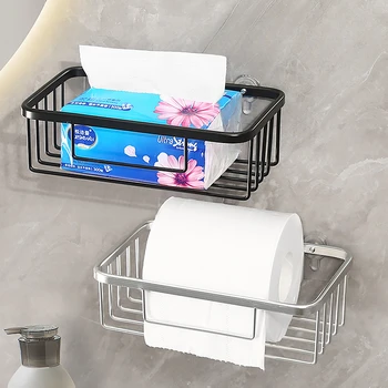 Полка для туалетной бумаги без перфоратора, Корзина для хранения салфеток в ванной, Настенный ящик для хранения бумаги, держатель для туалетной бумаги, Рулонная бумага