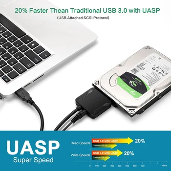 Портативный кабель-конвертер USB 3.0 в SATA для быстрой передачи данных для SSD жесткого диска HDD