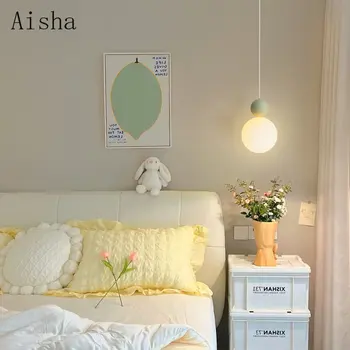 Прикроватная лампа для детской спальни, подвесной светильник Скандинавского кремового цвета, минималистичный интерьер кофейни, барная стойка, декоративная лампа для интерьера