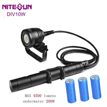 Прожектор для дайвинга NITESUN DIV10W Разъемный фонарик для дайвинга, Погружная лампа, Макс 4500 люмен, видеосветка для дайвинга