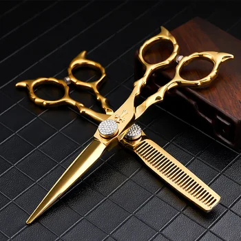 Профессиональный 6-Дюймовый Парикмахерский Салон 9Cr All Gold Ножницы Для Волос 25-30% V-образные Филировочные Ножницы Ручной Работы Ножницы Для Стрижки Baber Tools
