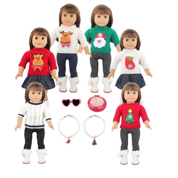 Рождественская Кукольная Одежда Елка, Санта-Клаус, Лось, Комплект Свитеров Для американского Новорожденного Ребенка 18 дюймов и 43 см, Куклы OG Girl, Подарочная Игрушка