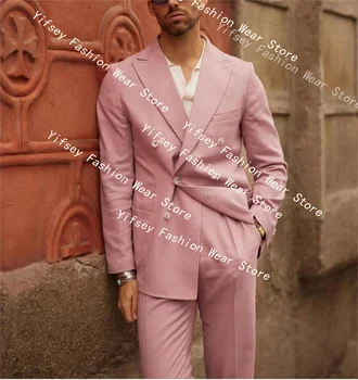 Розовый / синий Элегантный комплект дизайнерской одежды, мужской костюм для парня, приталенный блейзер, брюки, платье для свадебной церемонии, костюм брата