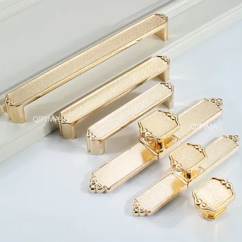 Ручки для шкафов из цельного цинкового сплава, современные простые ручки для кухонных дверей и ручек, выдвижные ящики из матового золота, мебельная фурнитура