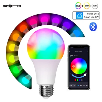 Светодиодная Лампа E26 Bluetooth App Smart Bulbs RGB + WW + CW Led Color Change Lamp Голосовое Управление Лампочками С Регулируемой Яркостью Для вечеринки