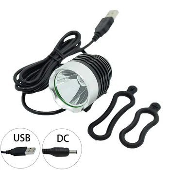 Светодиодный велосипедный фонарь XM-L T6 с 3 режимами освещения, велосипедный фонарик постоянного тока / USB, перезаряжаемый велосипедный фонарь, безопасная ночная езда без аккумулятора