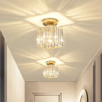Светодиодный потолочный светильник с хрустальным абажуром гостиная спальня современный круглый квадратный декоративный потолочный светильник E27