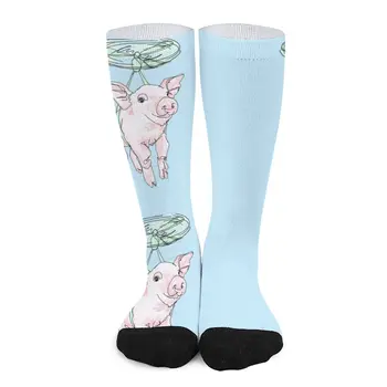Свиньи могут летать! Носки с изображением летающего поросенка, подвижные чулки, походные женские компрессионные носки, комплект носков