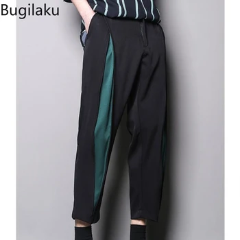 Свободные широкие брюки специального кроя Bugilaku зеленого цвета с разрезом и индивидуальным дизайном и повседневные укороченные брюки