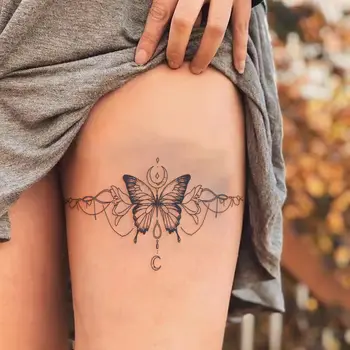 Сексуальные наклейки с временной татуировкой в виде бабочки, водонепроницаемые наклейки с татуировкой в виде сока на ноге, Babes Y2k, поддельная татуировка для женщин, татуировка в виде животного