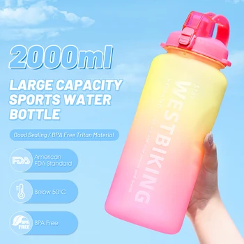 Спортивная бутылка для воды с соломинкой, кемпинг на открытом воздухе, езда на велосипеде, бутылка для воды для упражнений, Пластиковая бутылка, Посуда для напитков большой емкости