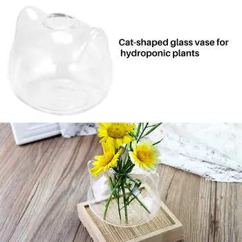 Стеклянная ваза в форме кошки, Ваза для гидропонных растений, Террариум, горшок, декор, Художественный Подарок