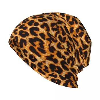 Стильная эластичная вязаная шапочка-бини с леопардовым принтом и напуском, многофункциональная шапка-череп для мужчин и женщин