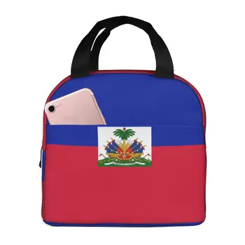 Сумка-тоут с флагом Гаити, сумка для ланча, портативный холодильник, термоизолированный ланч-бокс для работы в офисе, школы, пикника, пляжа, кемпинга, мужчин, женщин