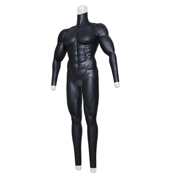 Темный силиконовый мужской торс, мускулистое тело, косплей, кроссдрессинг, Фетиш, боди на всю грудь, силиконовый мускулистый костюм с транс-руками