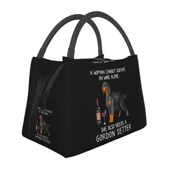 Термоизолированная сумка для ланча Gordon Setter и Wine Funny Dog для женщин, любителей домашних щенков, сумка для ланча для работы, путешествий, еды
