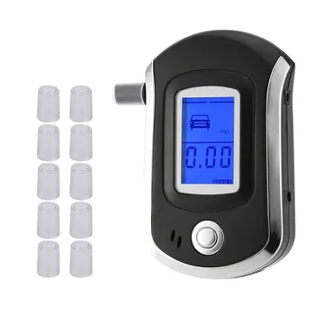 Тестер алкоголя AT6000 с 10 Мундштучками Профессиональный Цифровой Алкотестер Дыхания с ЖК-дисплеем