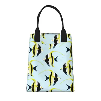 Тропическая рыбка, большая модная сумка для покупок с ручками, многоразовая сумка для покупок Из прочной винтажной хлопчатобумажной ткани