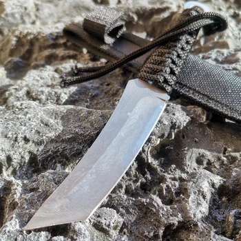 Фиксированный нож для нарезки 8CR15MOV, стальная ручка, обернутая шнуром, Сапоги, тактический нож в нейлоновых ножнах EDC Tool