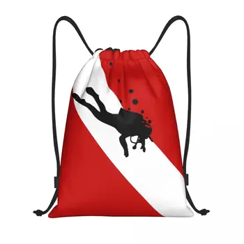 Флаг для подводного плавания Пузырьковый Красный Белый Рюкзак на шнурке Женский Мужской Спортивный рюкзак для спортзала Портативная сумка для покупок для дайвинга