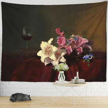 Художественная цветочная картина маслом, Настенный Бохо-Психоделический Абстрактный Гобелен, комната Тапиза в стиле хиппи, декор из полиэстеровой ткани