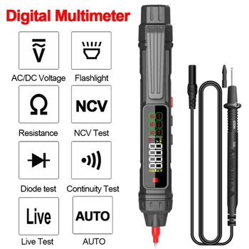 Цифровой мультиметр с цифровой подсветкой multimetro Auto Intelligent Sensor Pen Tester DC AC Volt, многометровый фонарик NCV tester