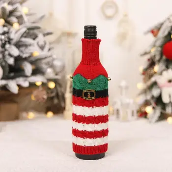 Чехол для бутылки вина ручной работы, Рождественский рукав для бутылки вина, Праздничные вязаные чехлы для бутылок вина ручной работы, Санта-Клаус на Рождество