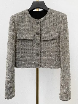 Что-то из высококачественной тесьмы, яркого шелка, маленькое ароматное пальто, Новый женский осенний короткий топ во французском стиле для подиума