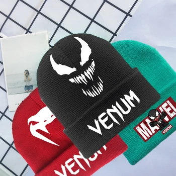 Шапка Marvels Venom 2, детская вязаная шапка с героями мультфильмов, теплый капюшон, зимняя акриловая печать, оригинальные подарки на день рождения для мальчиков и девочек