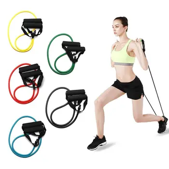 Эластичная лента с сопротивлением, веревка для йоги, эластичная лента для упражнений в тренажерном зале с ручками для домашних тренировок, силовых тренировок