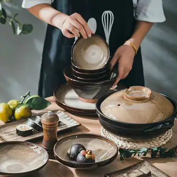 Японские столовые приборы керамическая раковина и духовые креативные нестандартные фирменные блюда ресторанной индивидуальности, необычная тарелка для домашнего обихода