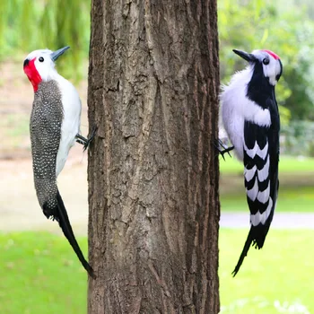 креативная модель дятла из пены и перьев птицы, украшение для домашнего сада, подарок около 32 см xf2785